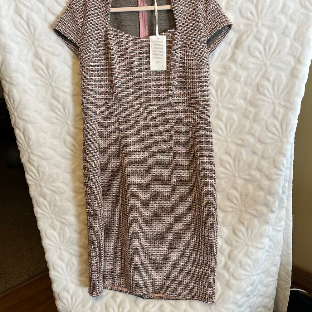 Grace Karin pleated tweed sheath dress capped sleeves new with tags sz XL